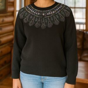 Vintage Carole Little St Tropez West | Beaded Lambswool Angora Sweater Luxury S